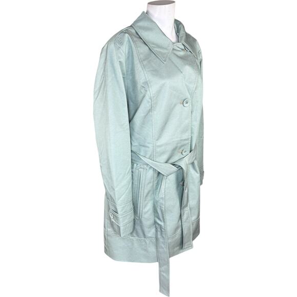 Isaac Mizrahi Live! Water Resistant Trench Coat Lining and Hood Desert Sage XL - Picture 8 of 16